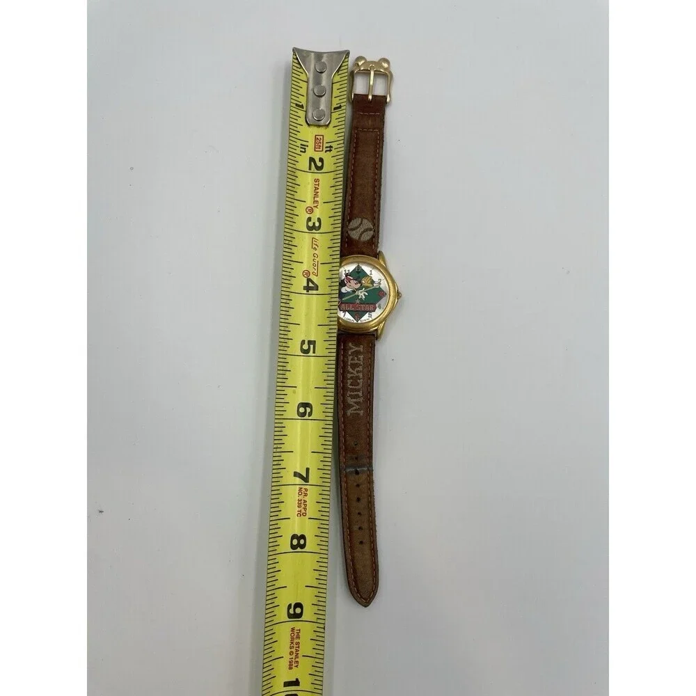 Vintage Mickey Mouse Baseball Lorus Watch With Gold All Star Disney Rare